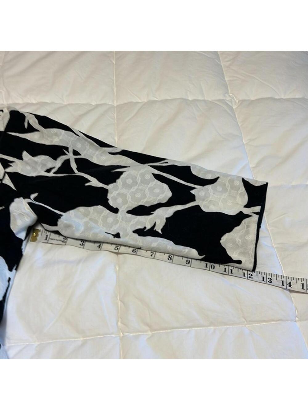 Chico's Textured Print Open Front Jacket 3/4 Sleeve Size 2 (12/14) - Picture 4 of 8